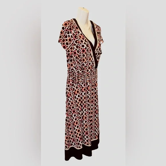 Women’s~STUDIO 1 Petite~Pink & Brown~Geometric Dress~SIZE 14P~EUC~SKU029 - Picture 5 of 12